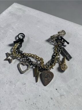 Rock And Roll Hall of Fame Charm Bracelet Mixed Metal Crystal 7"
